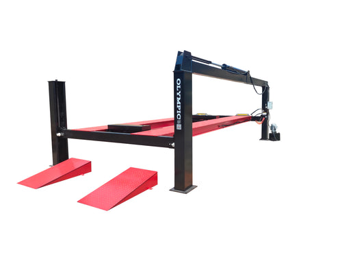 Model: 4PHDXLA-22 / 22,000-lb.  4-Post Heavy-Duty Alignment Lift / 10-Year Warranty / 150″ W X 270″ L OLYMPIC EQUIPMENT