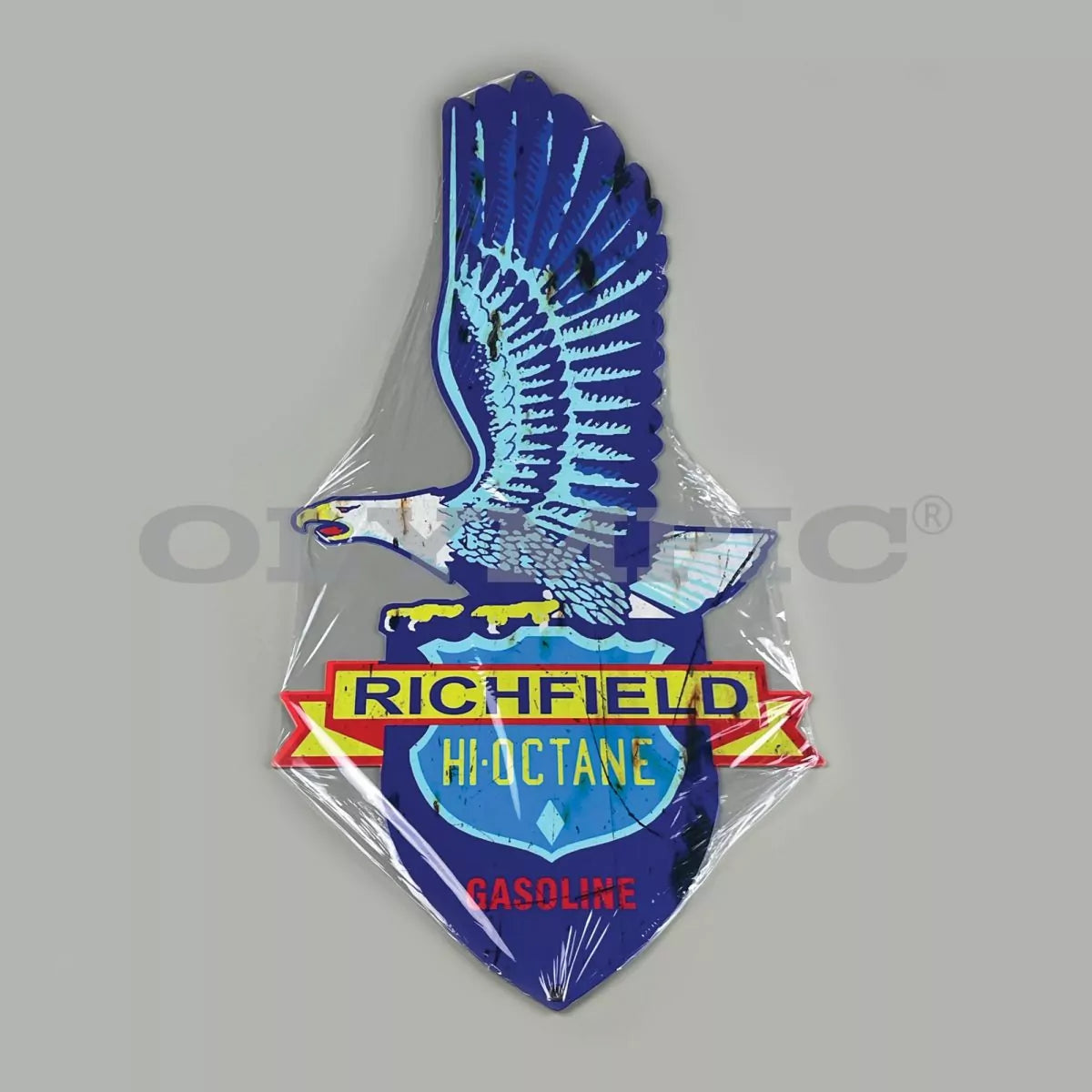 Model: O-RG7542 / Aged Richfield Hi Octane Gasoline Laser Cut Out Sign 10×24