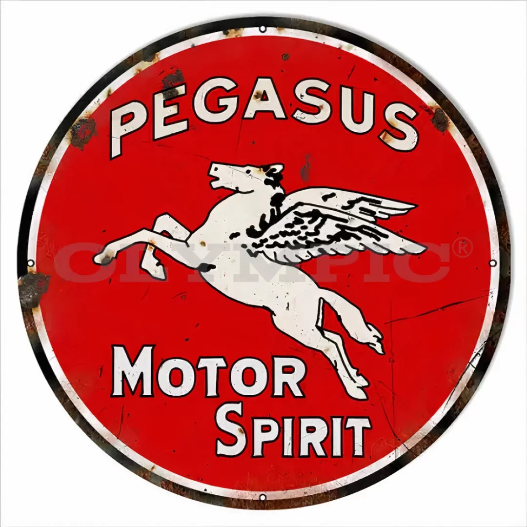 Model: O-RG7640 / 30×30 Distressed Pegasus Motor Oil Reproduction Metal Sign