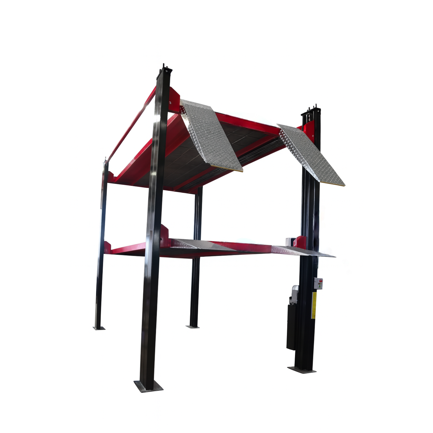 Model: Olympic 4P-4032XL / Three Level 3-Car Stacking Lift / 9,000 and 7,000 Lb. Capacity / Extended Length, Width & Height / 256″ L X 114″ W / 10-Year Warranty / SHIPS FREE
