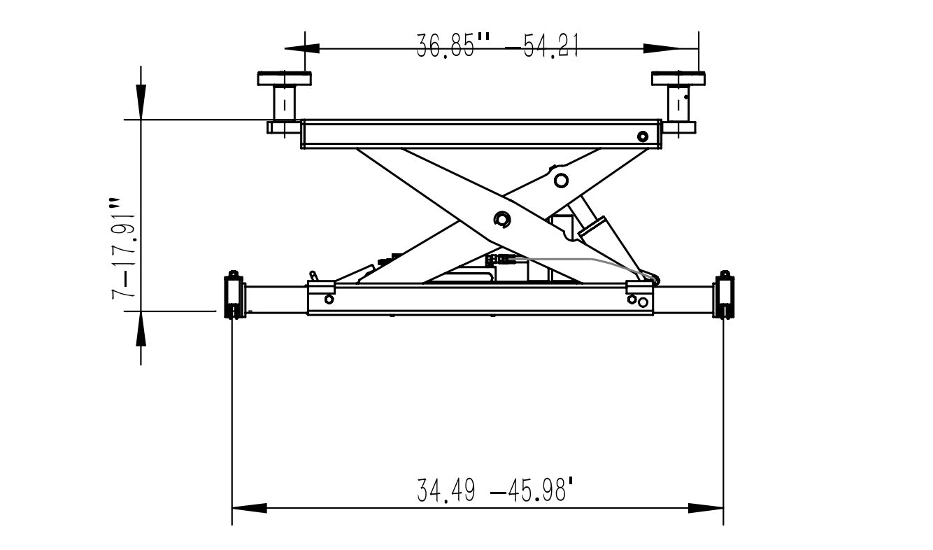 Model: YZRCJ-7 / 7,000 lb. Center Bridge Jack Fits 4PXL-10 & HDMBL-10 and More 4-Post Lifts / Hand Pump Hydraulic Ram / Adjustable Arms / 5-Year Warranty