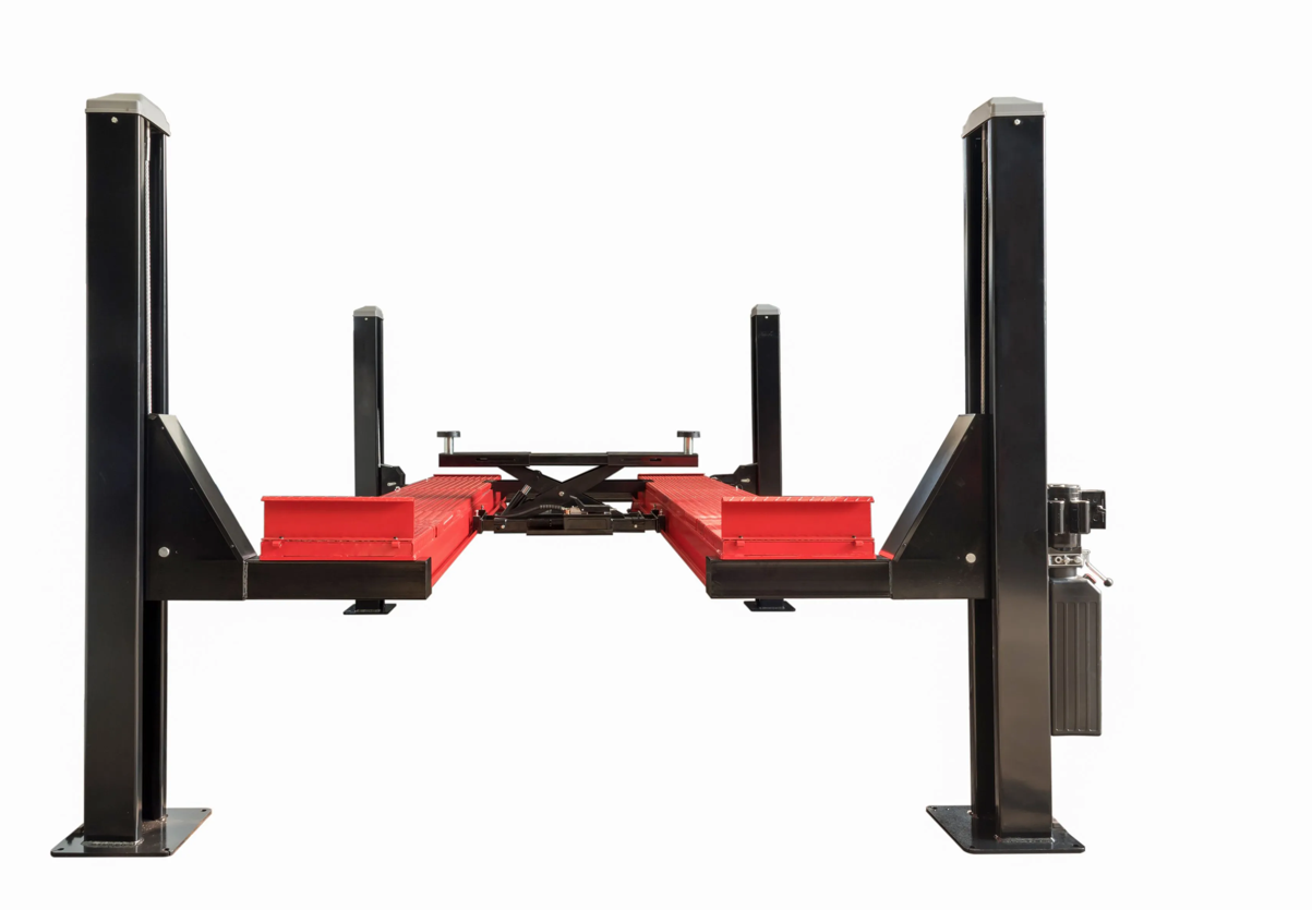 Model: Olympic 4PHDXLA-11 / Open Front Alignment Lift / 11,000-lb. Capacity Car & Truck Maintenance / Adjustable Runway / Turntables / Slip Plates / 138″ W X 246″ L 10-Year Warranty / SHIPS FREE!