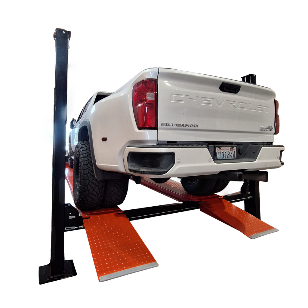 Model: Olympic 4PXL-10 / “The Dually” Portable 10,000 lb. Maintenance & Storage Lift / Adjustable Width Runway / 84″ Storage Space / 125″ Between Posts / 229″ Platform Length / 10-Year Warranty / SHIPS FREE!