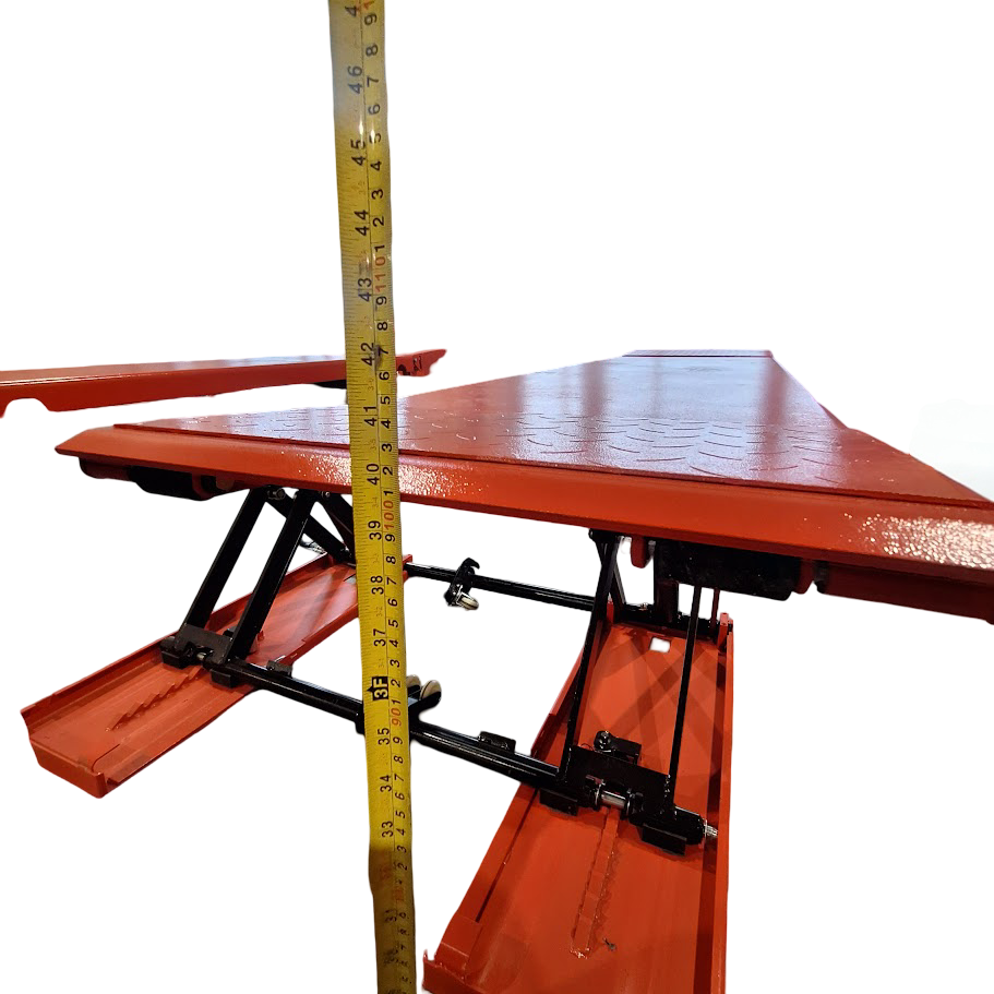 Model: Olympic MRSL-75 / 7,500 Portable Mid-Rise Scissor Lift / Dual Cylinders / Pneumatic Lock Release / 7-Year Warranty / SHIPS FREE!