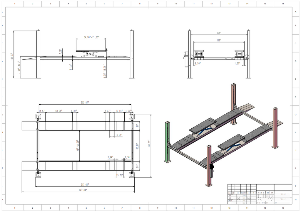Model: Olympic 4PXLA-10 / “The Dually” Alignment lift with Built-in Scissor Jacks 10,000 lb. Maintenance & Storage Lift / Adjustable Width Runway / 84″ Storage Space / 125″ Between Posts / 229″ Platform Length / 10-Year Warranty / SHIPS FREE!