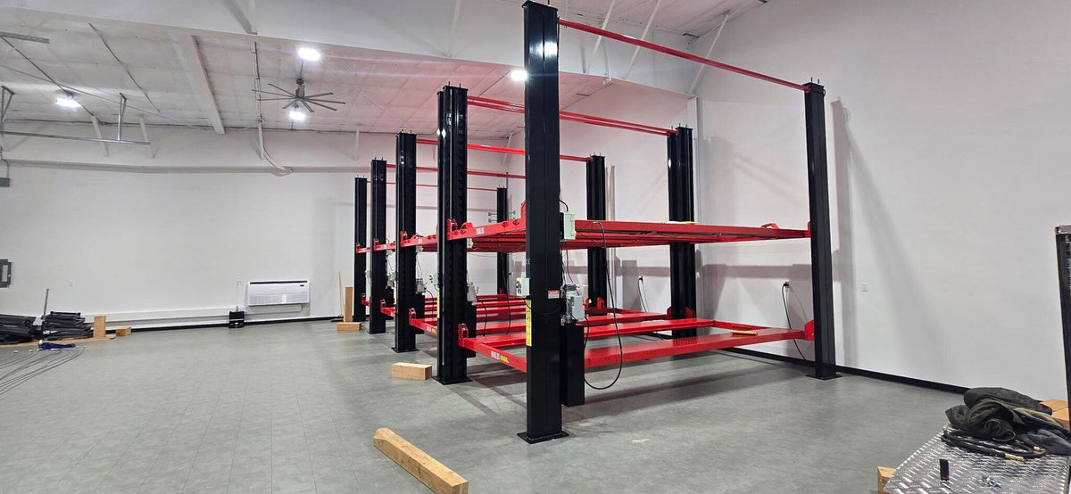 Olympic Triple Stacker-XL 4-Post 3-Car Storage Lift – 16,000 lb Capacity