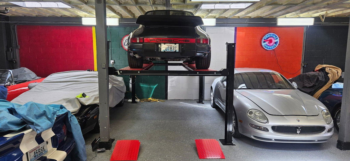 Olympic 4PC-6 Little Buddy 6,000 lb Compact Portable 4-Post Car Storage & Maintenance Lift – Low-Profile Vehicle Lift – 10-Year Warranty – Free Shipping