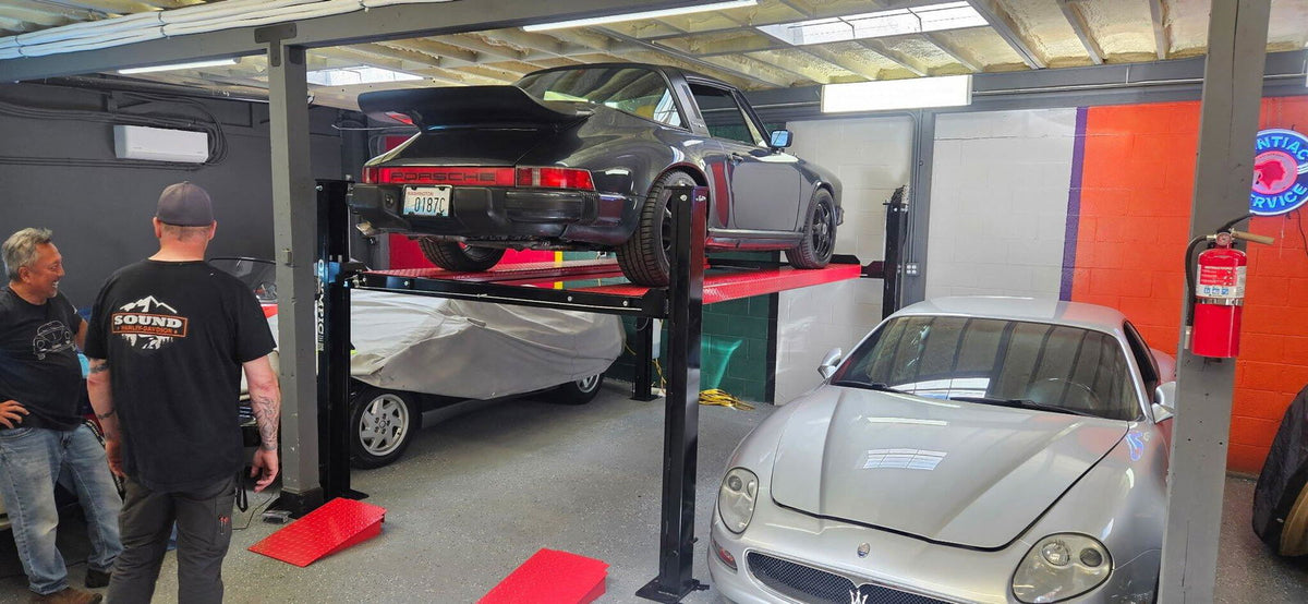 Olympic 4PC-6 Little Buddy 6,000 lb Compact Portable 4-Post Car Storage & Maintenance Lift – Low-Profile Vehicle Lift – 10-Year Warranty – Free Shipping