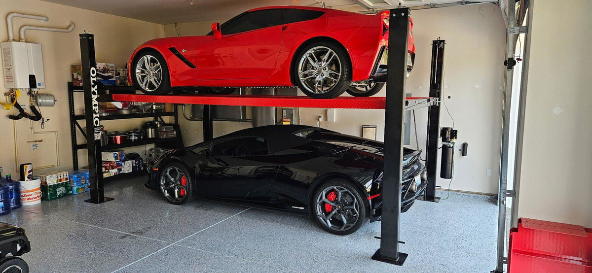 Olympic 4PXL-10 “The Dually” 10,000 lb Portable 4-Post Car & Truck Lift – Adjustable Width