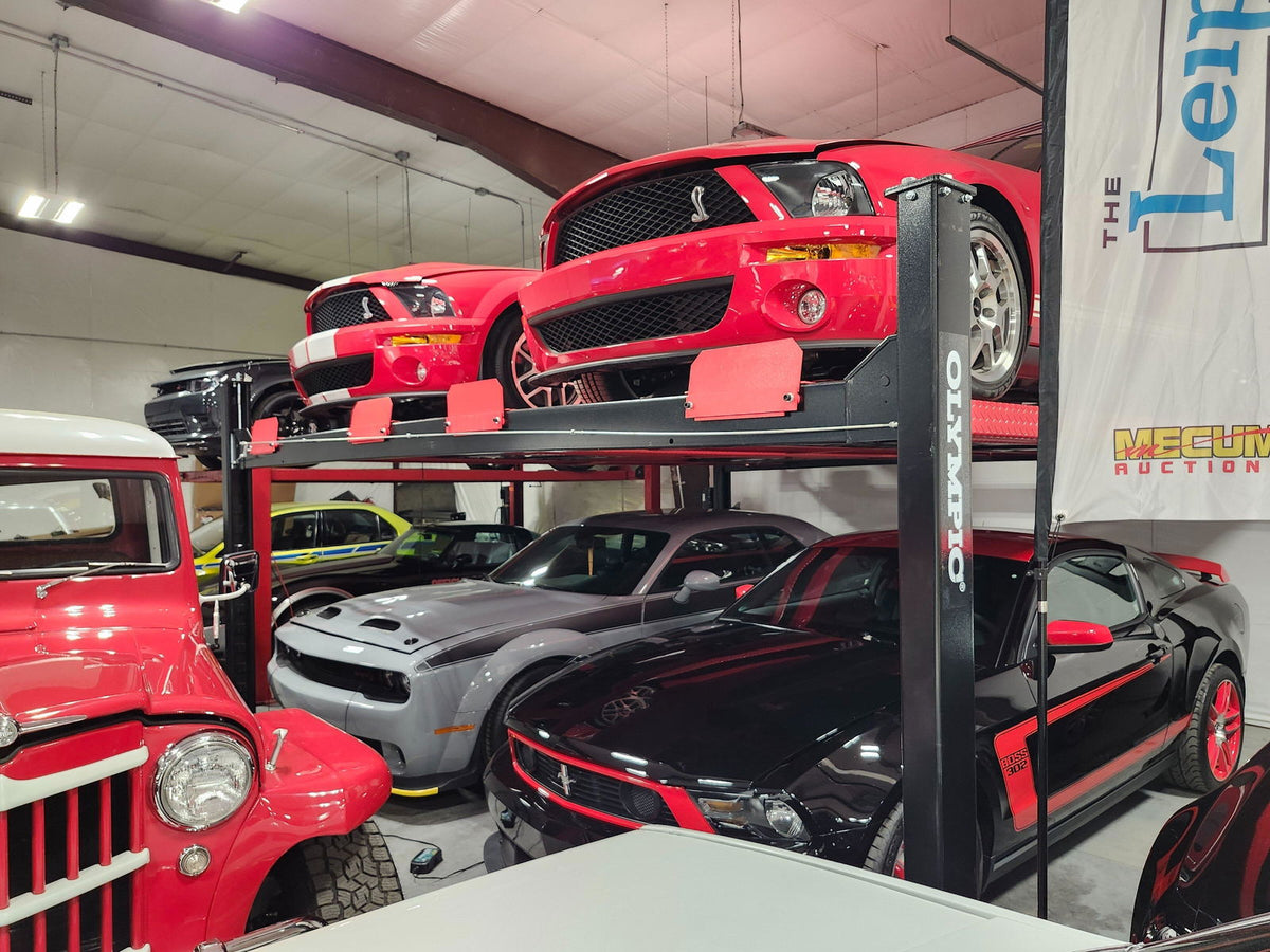 Olympic 4PXW-10 10,000 lb 4-Post Car Stacking Lift – 4-Vehicle Storage Lift with 78″ Clearance & 173″ Drive-Through Width