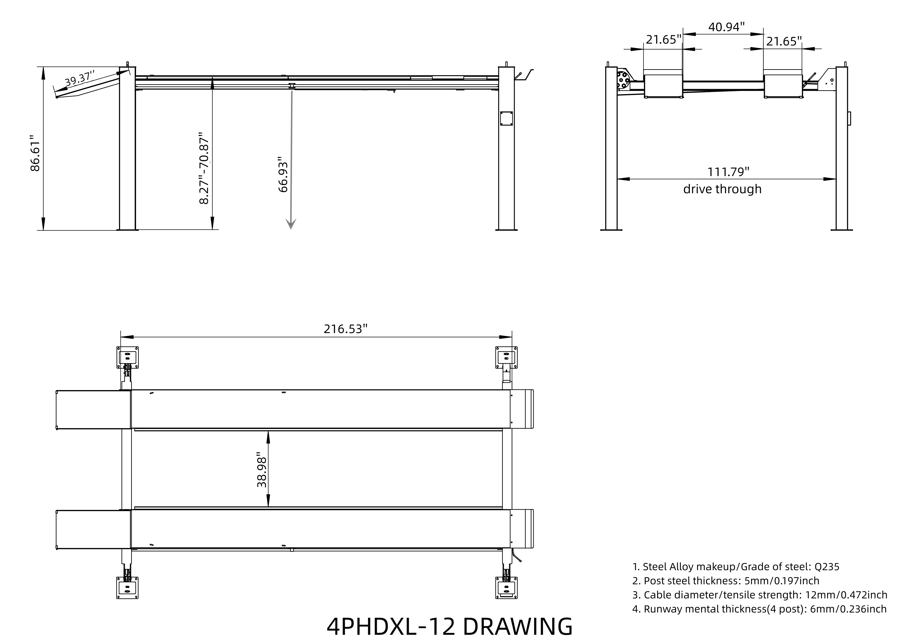 Model: Olympic 4PHDXL-12 / 12,000 lb. Car & Truck Storage & Maintenance Lift / 132″ W X 229″ L / 10-Year Warranty / SHIPS FREE!