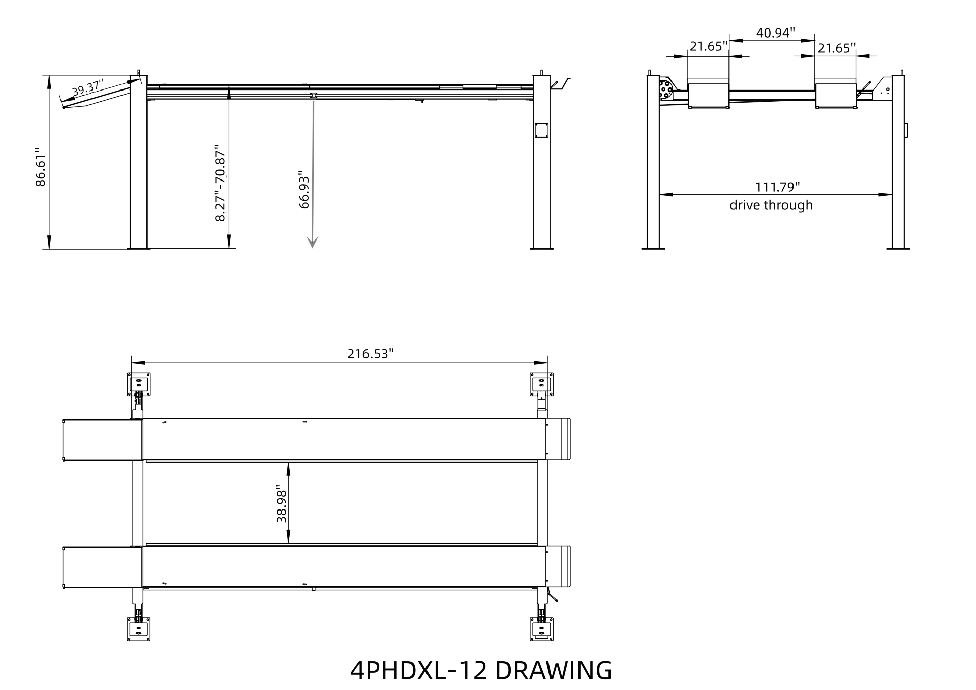Model: Olympic 4PHDXL-12 / 12,000 lb. Car & Truck Storage & Maintenance Lift / 132″ W X 229″ L / 10-Year Warranty / SHIPS FREE!