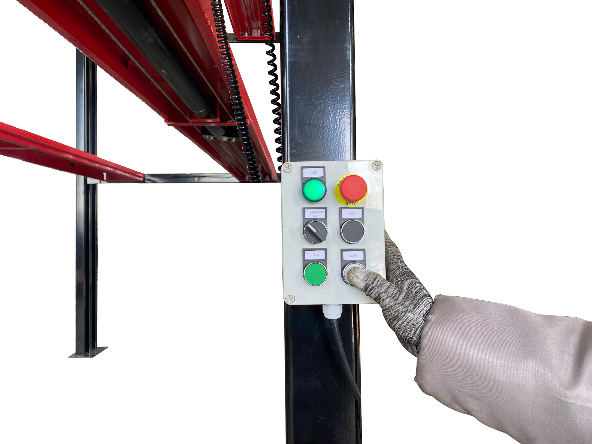 Model: Olympic 4P-4032XL / Three Level 3-Car Stacking Lift / 9,000 and 7,000 Lb. Capacity / Extended Length, Width & Height / 256″ L X 114″ W / 10-Year Warranty / SHIPS FREE