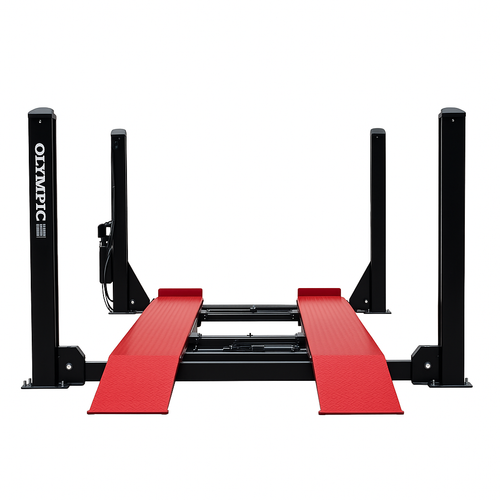 Model: 4PHDXLA-14 / Gold Series Alignment Lift / 14,000-lb. Capacity Car & Truck Maintenance / Adjustable Runway / Turntables / Slip Plates / 10-Year Warranty / 138″ W X 246″ L