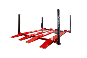 Model: Olympic 4PXW-10 / 10,000-lb. Capacity Doubler-Wide Four Car Stacking Lift / 78″ Clearance / Drip Trays / 208″ W X 224″ L / 10-Year Warranty / SHIPS FREE!