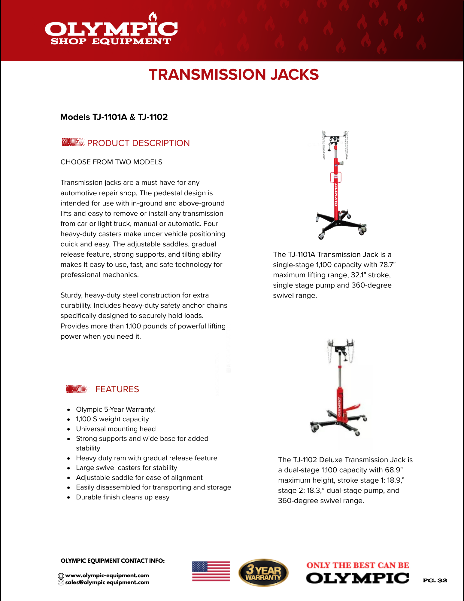 Model: TJ-1102 / Transmission Jack Deluxe 2-Stage 1,100 LB Capacity