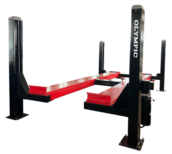 Model: Olympic 4PHDXLA-15 / Open Front Alignment Lift / 15,000-lb. Capacity Car & Truck Maintenance / Turntables / Slip Plates / 138″ W X 246″ L / 10-Year Warranty / SHIPS FREE!