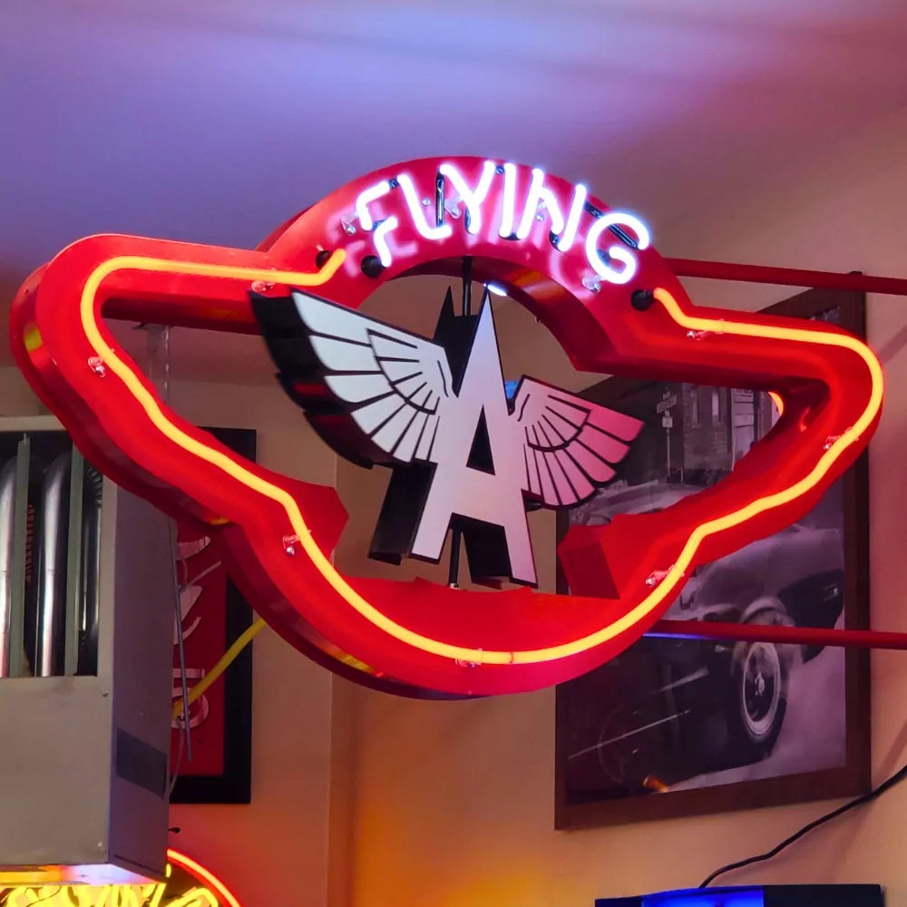 Model: O-FLYINGA / Rotating Flying A Gas & Oil Neon Sign Exclusive Vintage Recreation