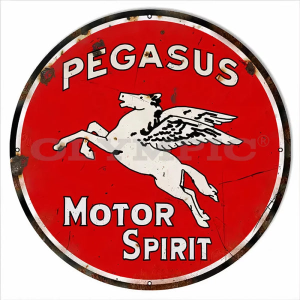 Model: O-RG7640 / 30×30 Distressed Pegasus Motor Oil Reproduction Metal Sign