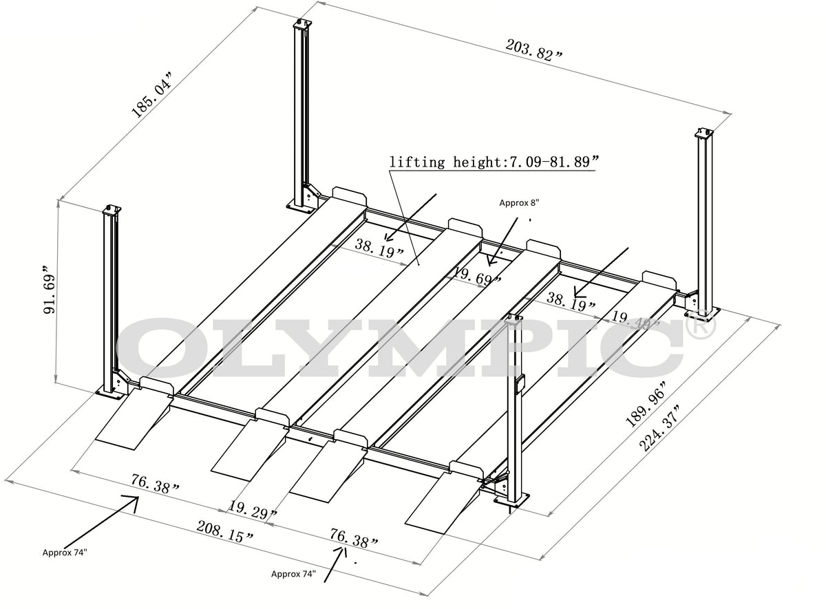 Olympic 4PXW-10 Double Stacker heavy-duty vehicle storage lift