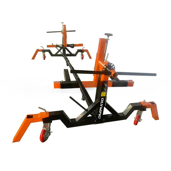 Model: YZ-R-45 / 4,500 lb. Olympic Gold Series HDXL Auto Body Rotisserie / 360-degree Rotation / Accepts Bodies up to 18′ 6″/ 16,000 lb. Rams / 10-Year Warranty
