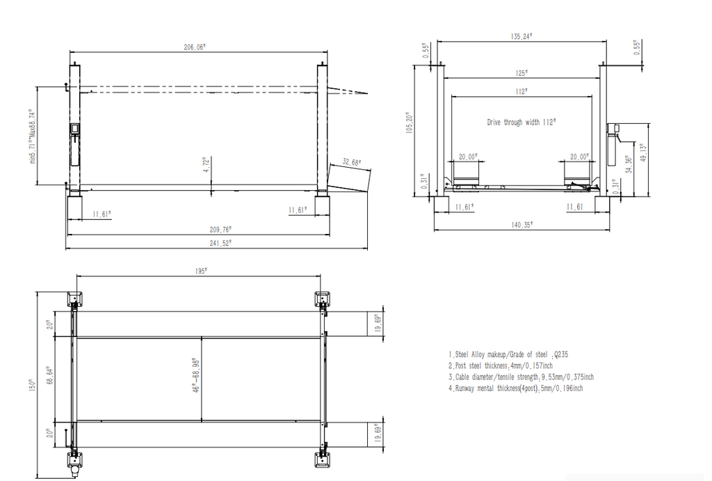 Model: Olympic 4PXL-10 / “The Dually” Portable 10,000 lb. Maintenance & Storage Lift / Adjustable Width Runway / 84″ Storage Space / 125″ Between Posts / 229″ Platform Length / 10-Year Warranty / SHIPS FREE!