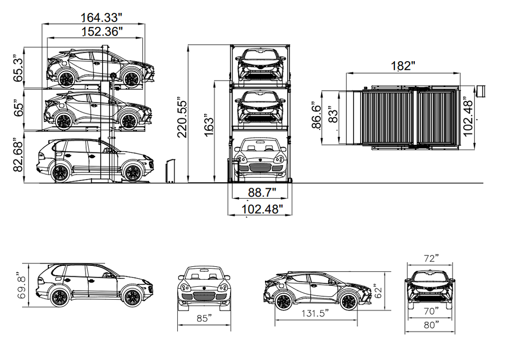 Olympic 2PTS-8800 8,800 lb. Two-Post Triple Stacker Parking Lift