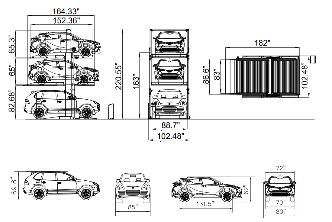 Olympic 2PTS-8800 8,800 lb. Two-Post Triple Stacker Parking Lift