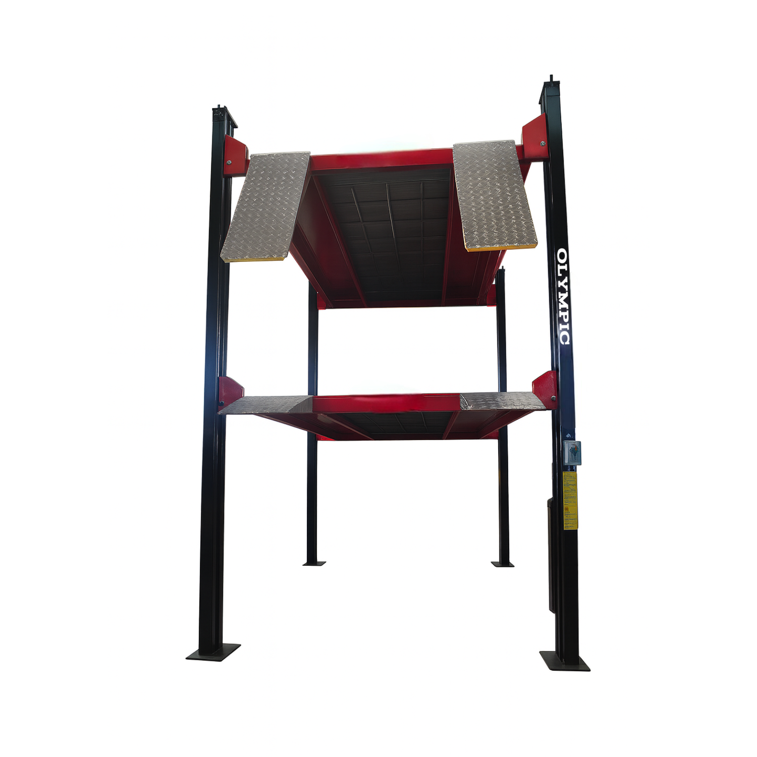 Model: Olympic 4P-4032XL / Three Level 3-Car Stacking Lift / 9,000 and 7,000 Lb. Capacity / Extended Length, Width & Height / 256″ L X 114″ W / 10-Year Warranty / SHIPS FREE