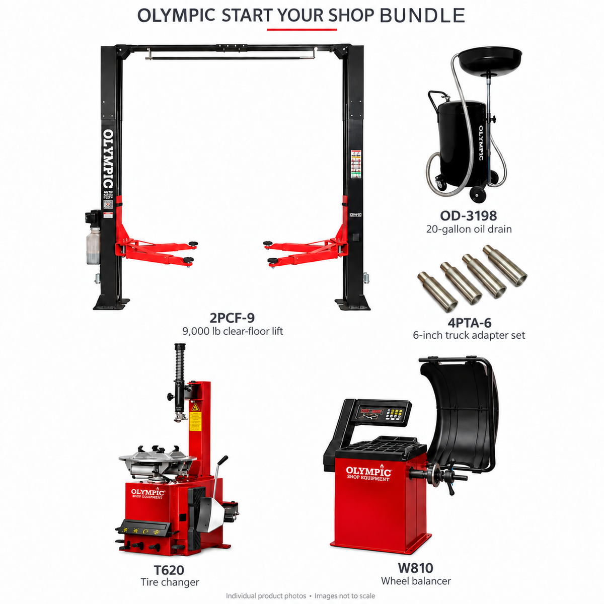 Olympic Start Your Shop Bundle – 9,000 lb. Lift, Tire Changer, Wheel Balancer & Accessories