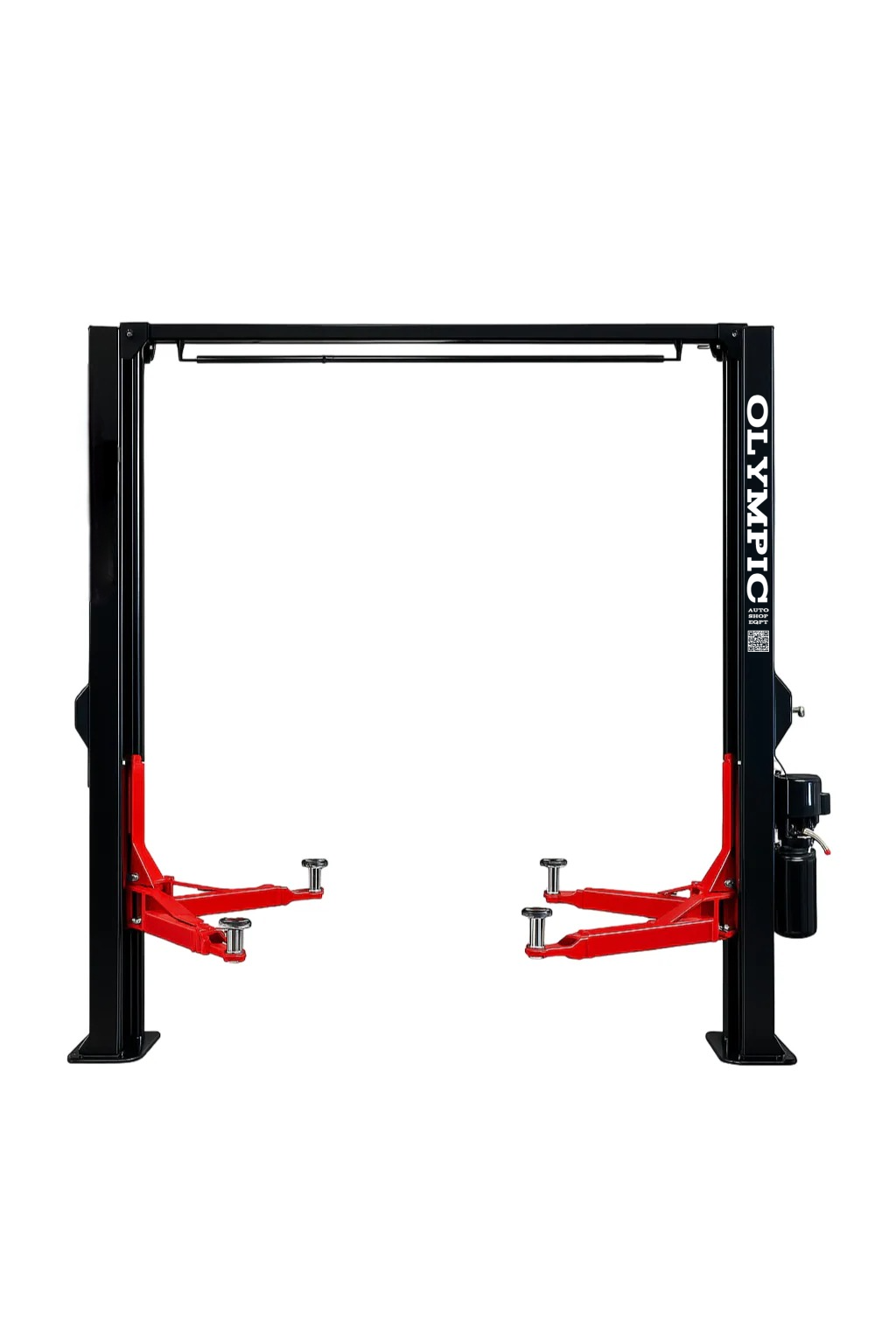 Model: Olympic 2PCFXL-10 / 10,000‐lb. / Symmetric Clear floor / Single Point Lock Release / 3-Stage Arms / 3-Stage Foot Pads / 153″ H X 135″ W 10-Year Warranty / SHIPS FREE!