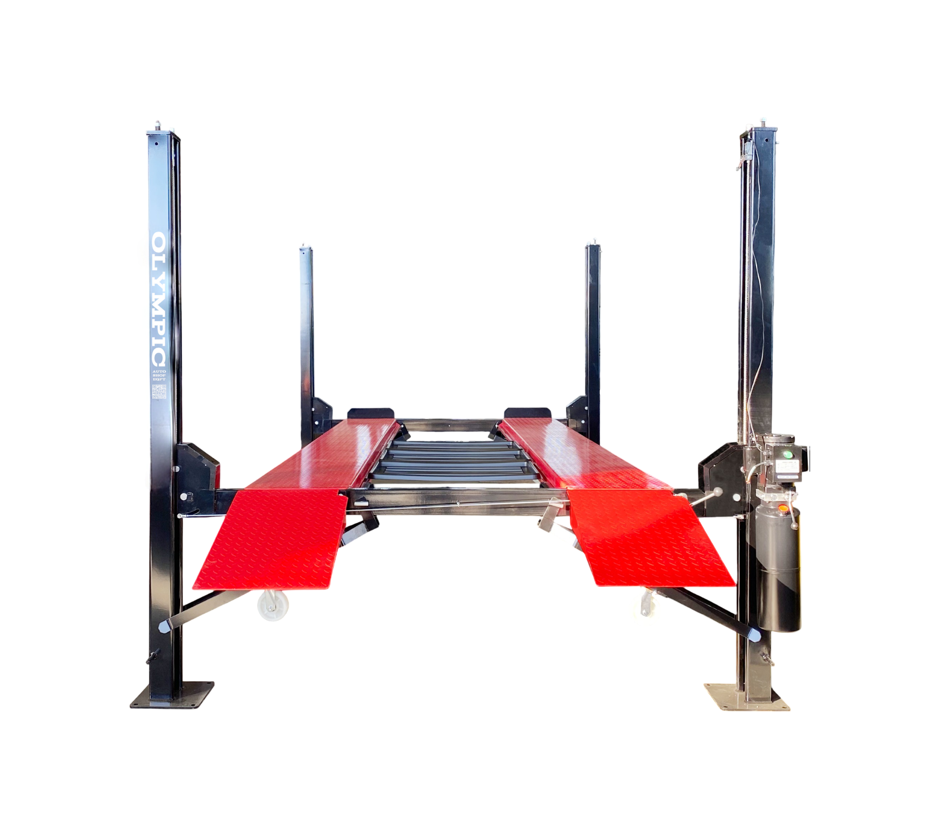 Model: Olympic 4PHR-9X / 9,000 lb. High-Rise Car Storage Lift / Portable / Extra Wide / Extra Long / 78" Storage Space / 112″ W X 219″ L / 10-Year Warranty / SHIPS FREE!