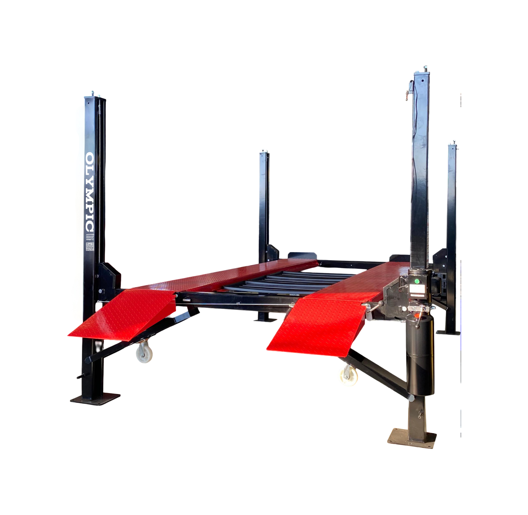 Model: Olympic 4PHR-9X / 9,000 lb. High-Rise Car Storage Lift / Portable / Extra Wide / Extra Long / 78" Storage Space / 112″ W X 219″ L / 10-Year Warranty / SHIPS FREE!