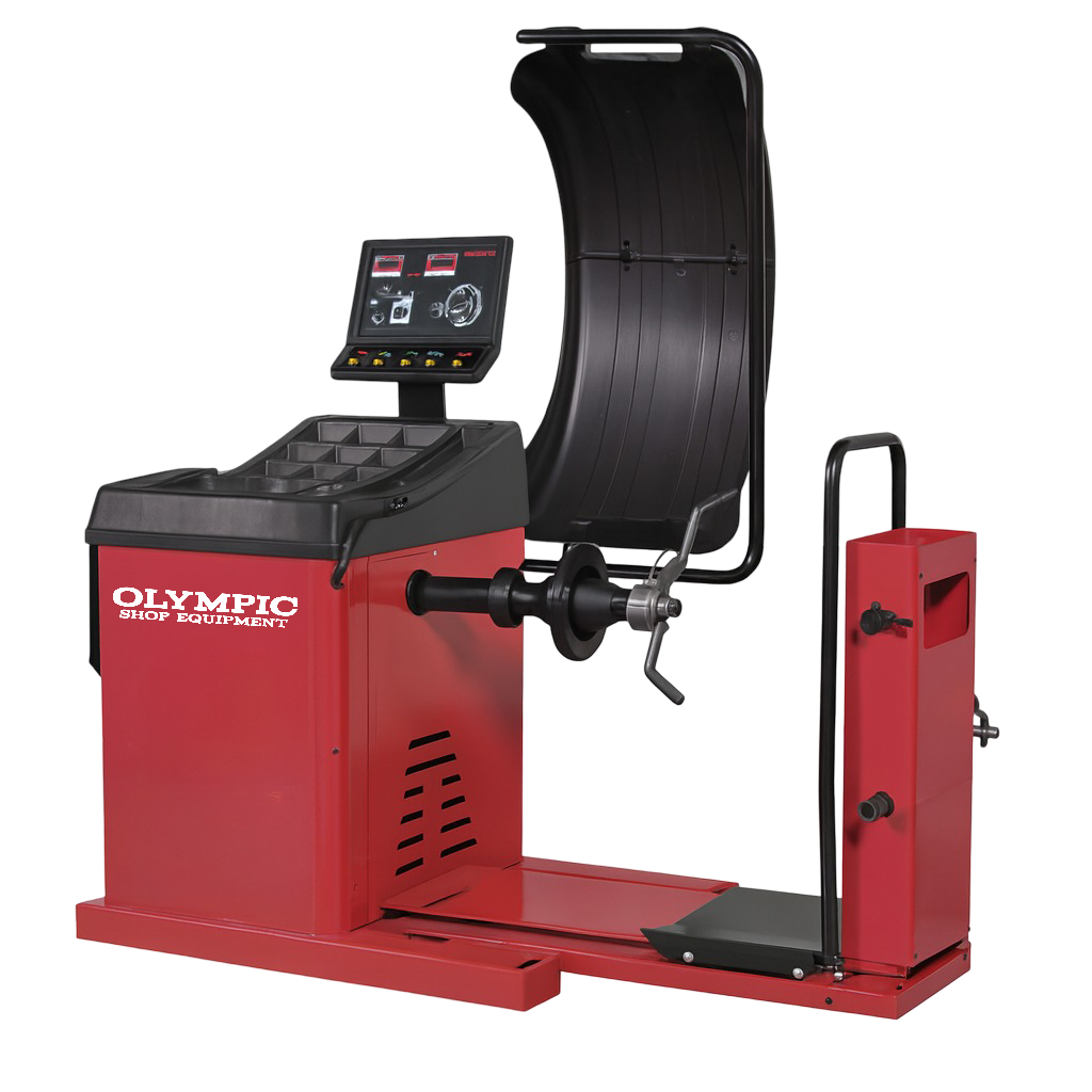 Olympic W690 Automatic Truck Wheel Computerized Balancing Machine / Tire Lift Assist / 2D LCD Display / 3-Year Warranty